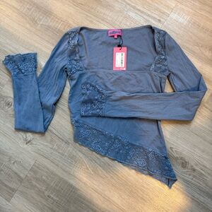Edikted Blue Lace Trim Top